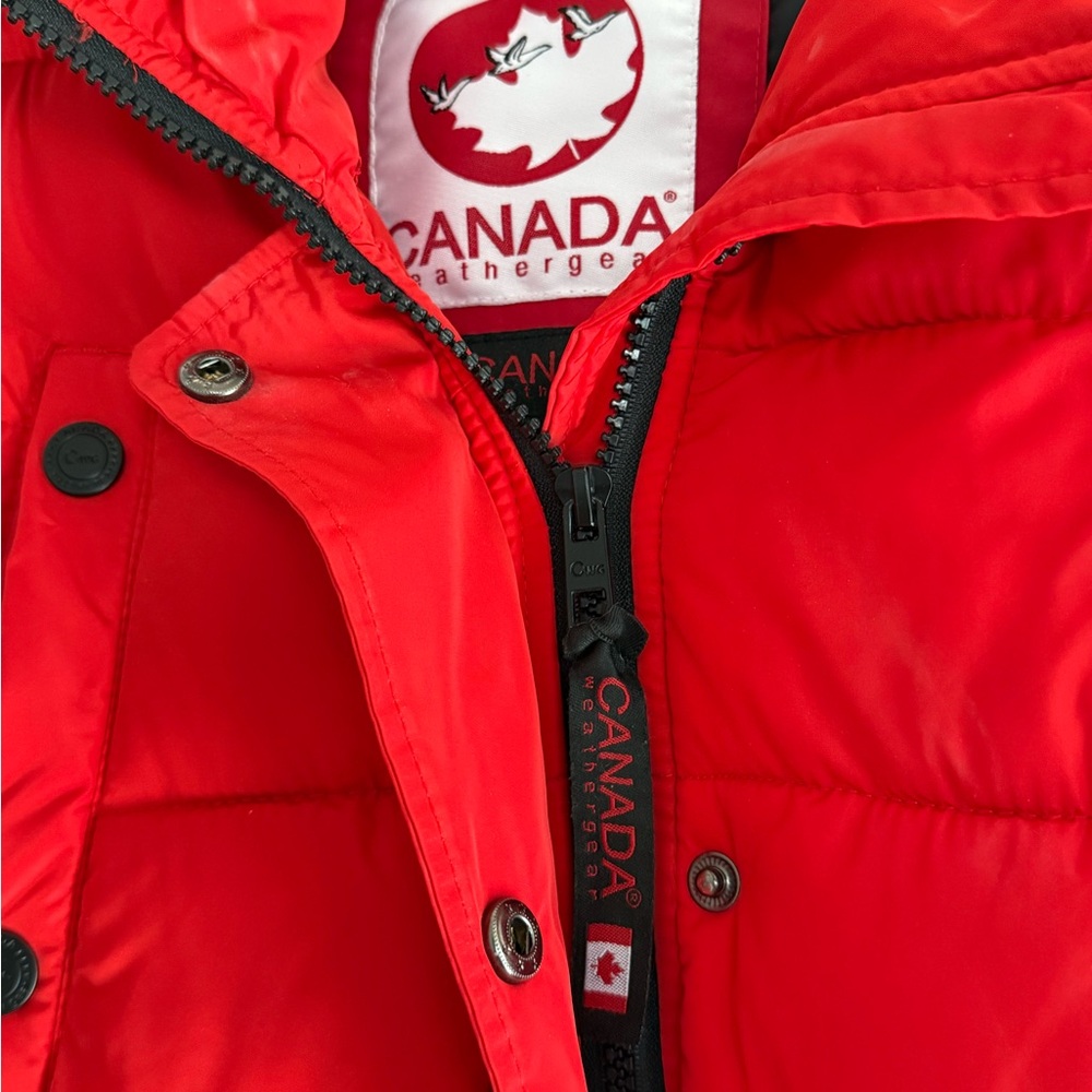 CANADA WeatherGear long length Red Puffer Jacket - Picture 3 of 14